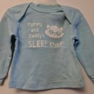 Swiggles Sleep Theif Raccoon PJ Shirt Size 3-6M Boy Light Blue