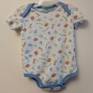 Kidgets White w/ Blue Trim Jungle Animals Bodysuit Creeper Size 0-6M Boy
