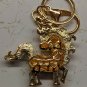 Unicorn Pony Metal Keychain Ring, Hook White Rhinestone Body Rainbow Hair