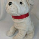 Toy Works Bulldog Plush Puppy Dog 16" Tall Off-white Cream w/ Red Collar