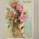 Vintage Fantusy Cards Happy Birthday Card Unused Rustic Pink Flowers