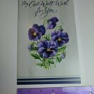 American Greetings Tender Thoughts Note Card Get Well Wish Blue Pansy Flowers
