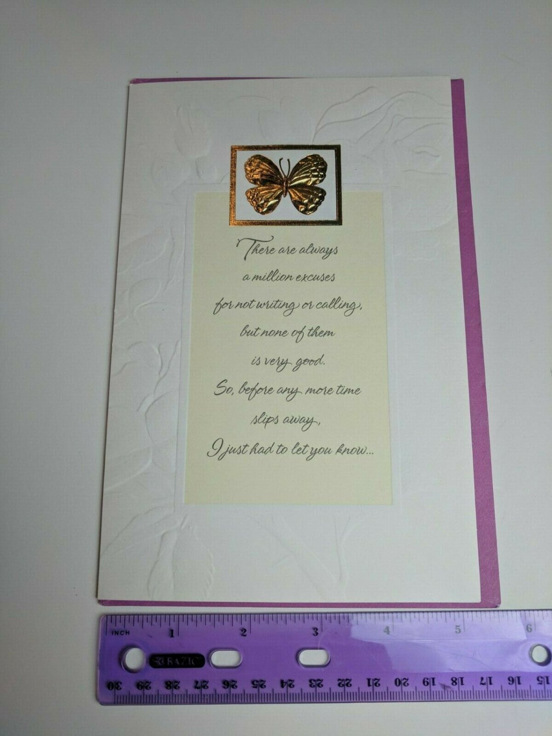 American Greetings Today & Always Note Card Thinking of You Gold Foil Butterfly