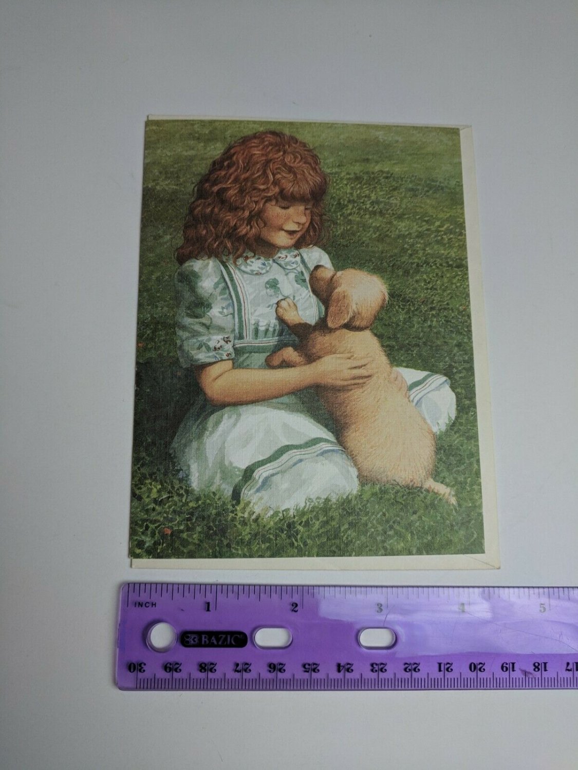 PVA Paralyzed Veterans Blank Note Card Early Trust E. Ingraham Girl & Puppy