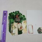 Christmas Holiday Card Wrapped Gift Present Green Bow Pinecone Matching Envelope
