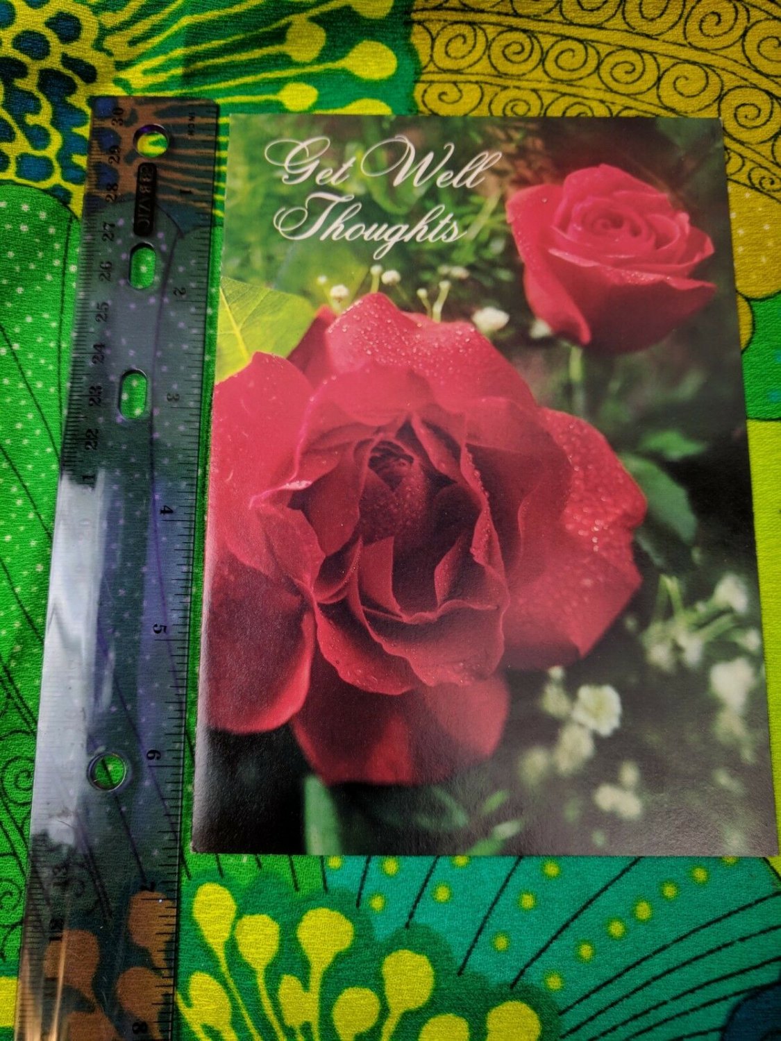 Artis Paper Magic Co Unused Card Get Well Thoughts, Red Roses