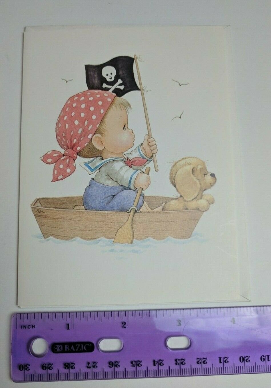 Current Ruth Morehead Bitty Beachcomber Blank Note Card Pirate Boy & Puppy