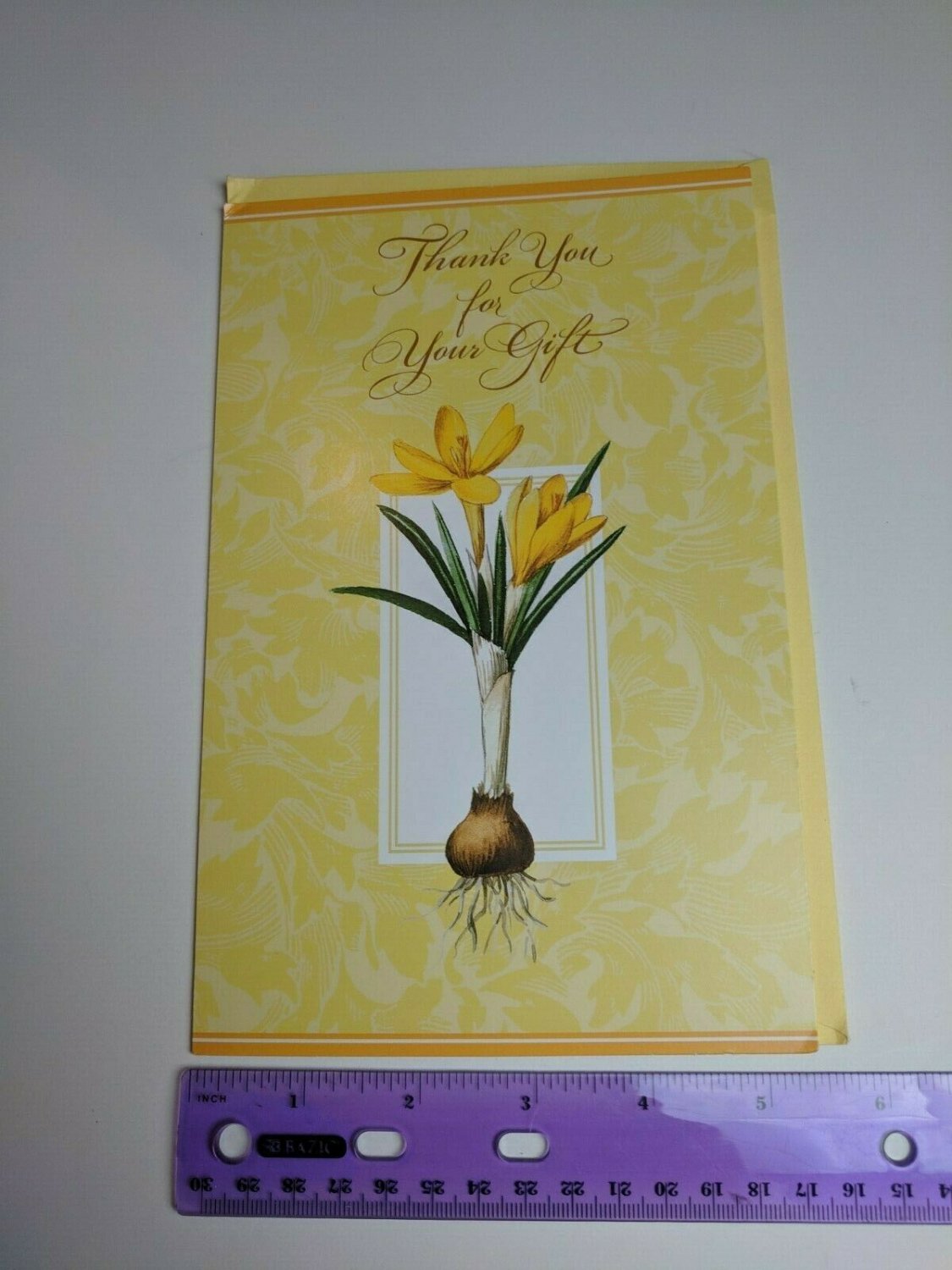 American Greetings Tender Thoughts Note Card Thank You for Gift Crocus Flower
