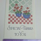 Case Special Thanks to You Note Card Blank Inside Red Geranium Flowers
