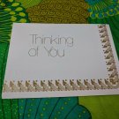 Famous Artists Studios Thinking of You Card Unused VTG Cream/Gold