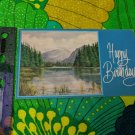 VJG Co Vintage Greeting Card Unused Happy Birthday Mountain Lake Scene