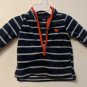 Carter's Navy Blue & Gray Striped Fleece Jacket Size 6M Red Trim, Bear Applique
