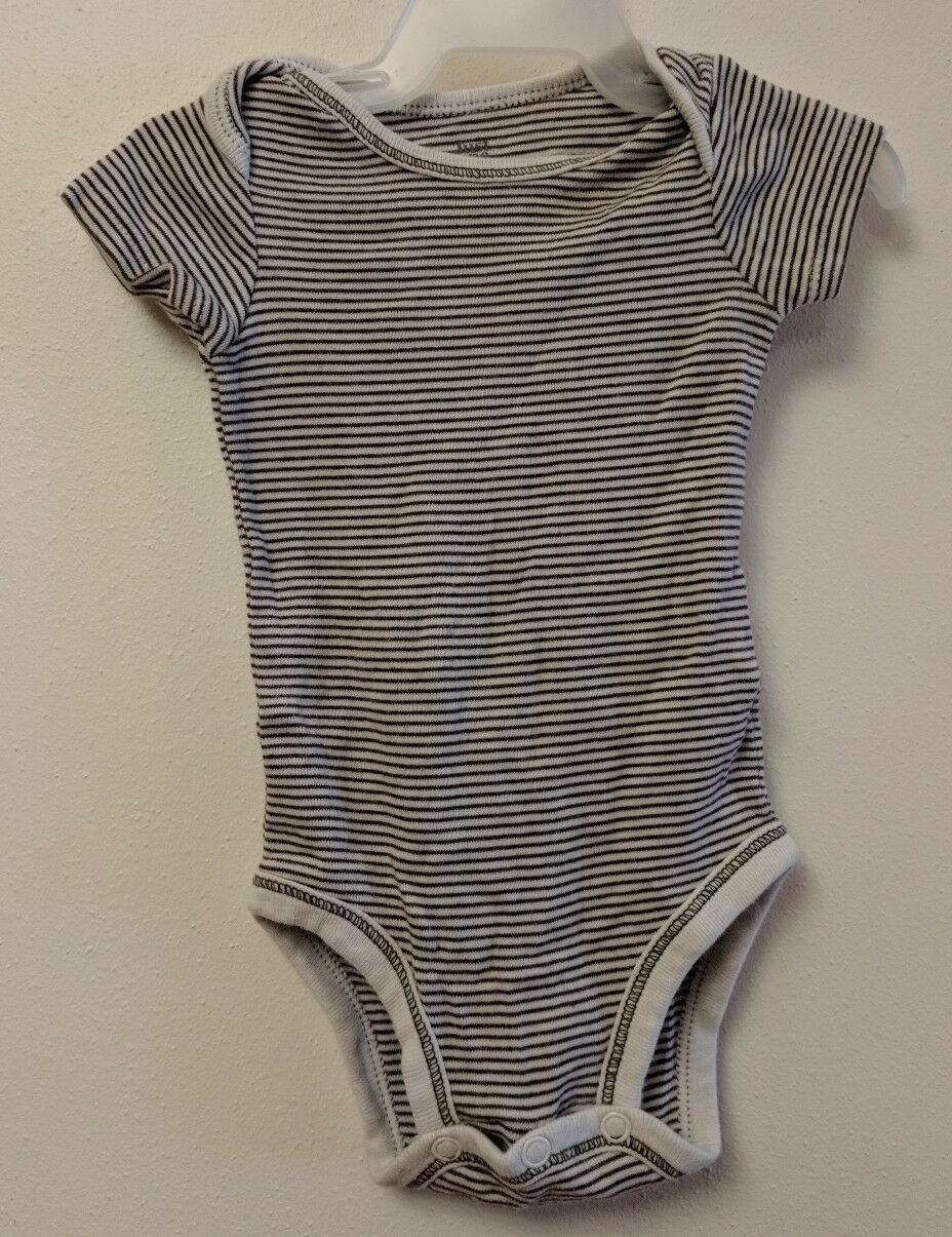 Carter's Just One Year Bodysuit Creeper Dk Brown & White Thin Stripes Size S Boy