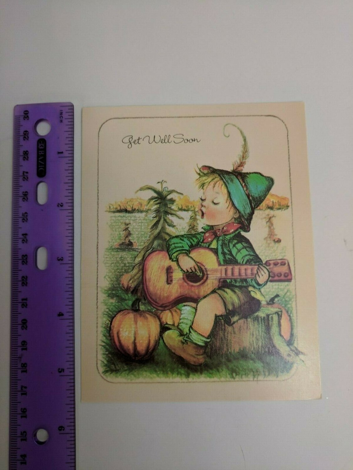 Help the Little Children Get Well Soon Boy in Pumpkin Patch, Guitar