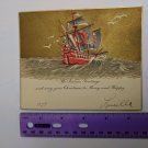 Vintage 1929 USED Greeting Card Ship Naval Ocean Seasons Greetings