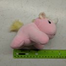 Pink/Yellow Chubby Unicorn Pony Plush Keychain 5" Long White Horn, Super soft!