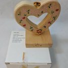 CURRENT Wood Heart Shaped CANDLEHOLDER for Small Narrow Candle IN BOX