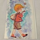 Vintage Fantusy Cards Happy Birthday Card Redhead Boy Walking w/ Knapsack