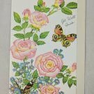 Vintage Fantusy Cards Get Well Quick Card Unused Pink Flowers & Butterflies