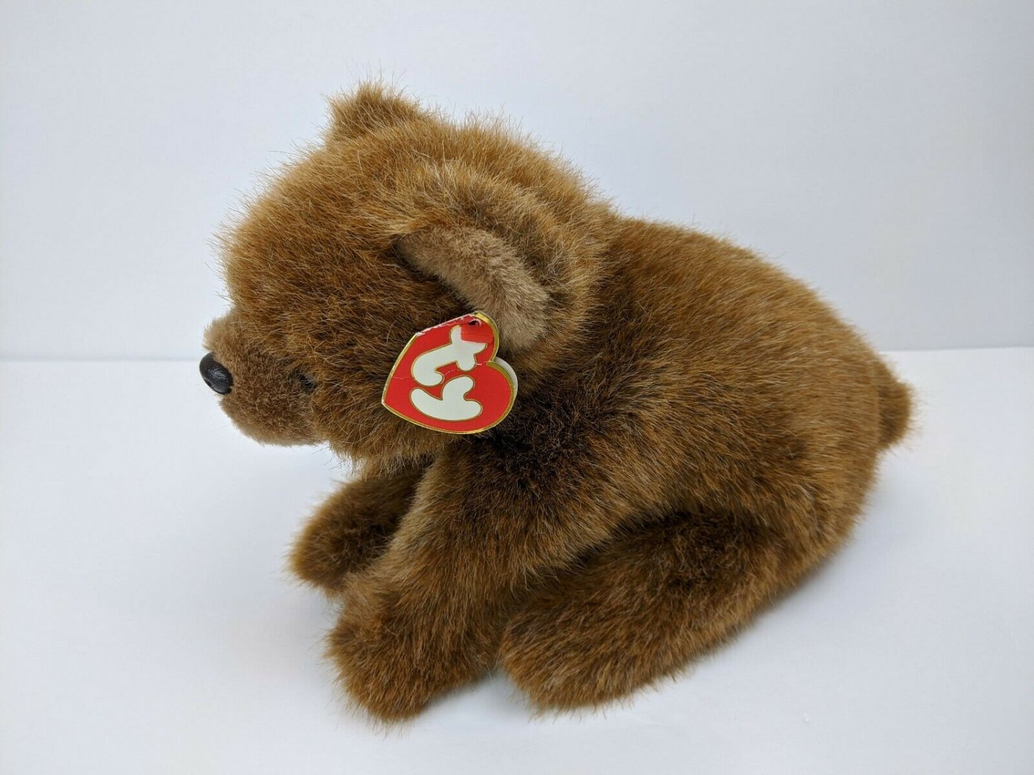 Ty Classic Forest Brown Bear 10" Long Plush Stuffed Animal w/ creased hang tag