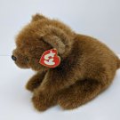 Ty Classic Forest Brown Bear 10" Long Plush Stuffed Animal w/ creased hang tag