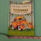 Ambassador Cards Birthday Old Car "Not the Latest Models" Embossed Gold MISPRINT