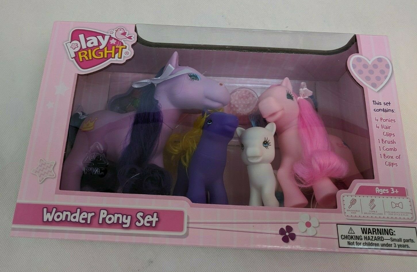 Walgreen Play Right Wonder Pony Set 4-pk Plastic Horses 4.5-2.5" Tall Figures