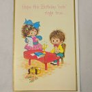 Vintage English Cards Ltd Birthday Card Boy Girl Puppy Piano Whimsical Unused