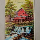 Vintage English Cards Ltd Birthday Card River Mill Waterfall Boat Rural Unused