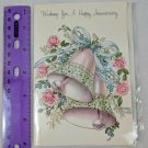 Vtg Greeting Card Happy Anniversary Bells & Flowers Unused in Wrapper 1950s