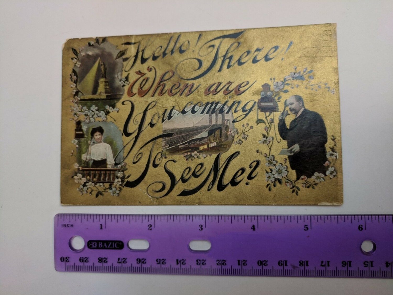 1908 Used Postcard Hello There When Are You Coming to See  Me Telephone