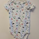 Carter's White Dinosaurs Volcanoes Bodysuit Creeper Size 12 Mos Boy