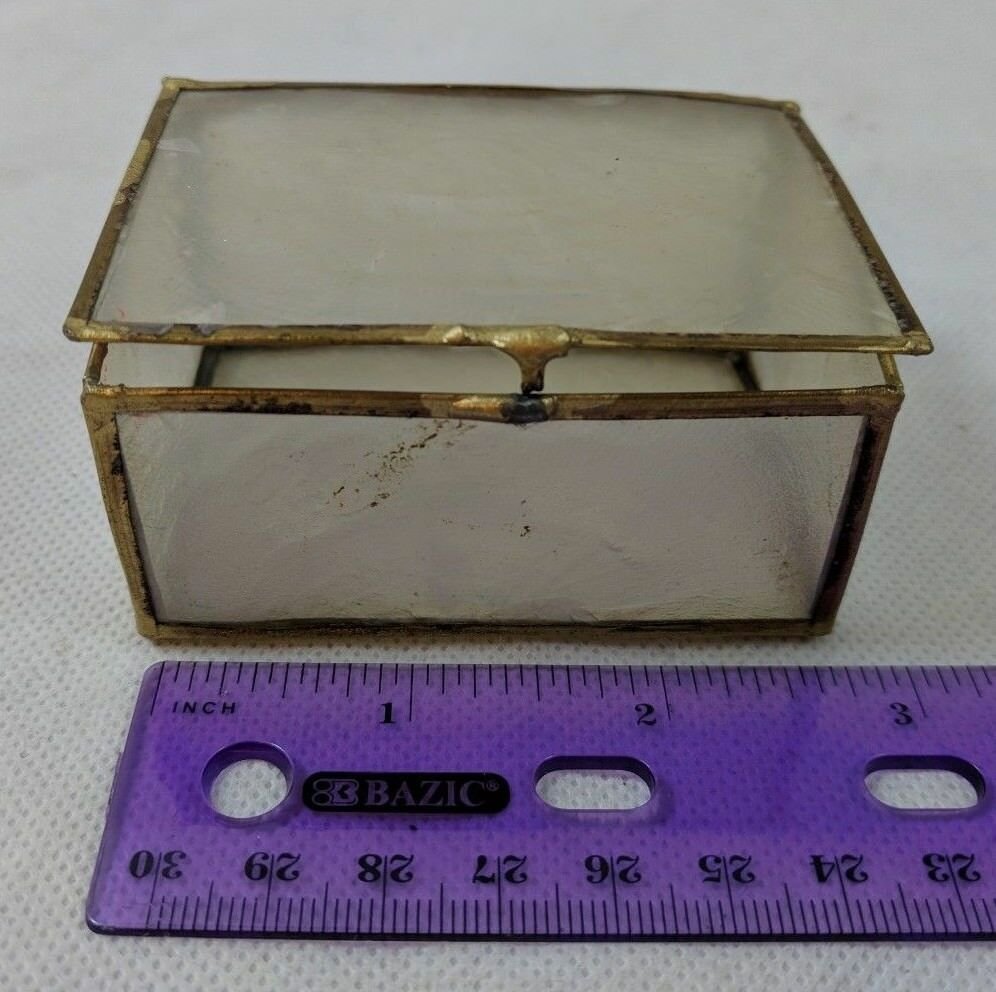 Small Decorative Trinket Box Thin Semi-Opaque Sides 2.5" Wide 2" Deep 1" Tall