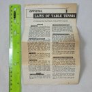 Official Laws of Table Tennis Vintage Pamphlet US Table Tennis Association