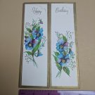 VTG 1960's Sunshine Line Happy Birthday Blue/Purple Pansies Gold Accents