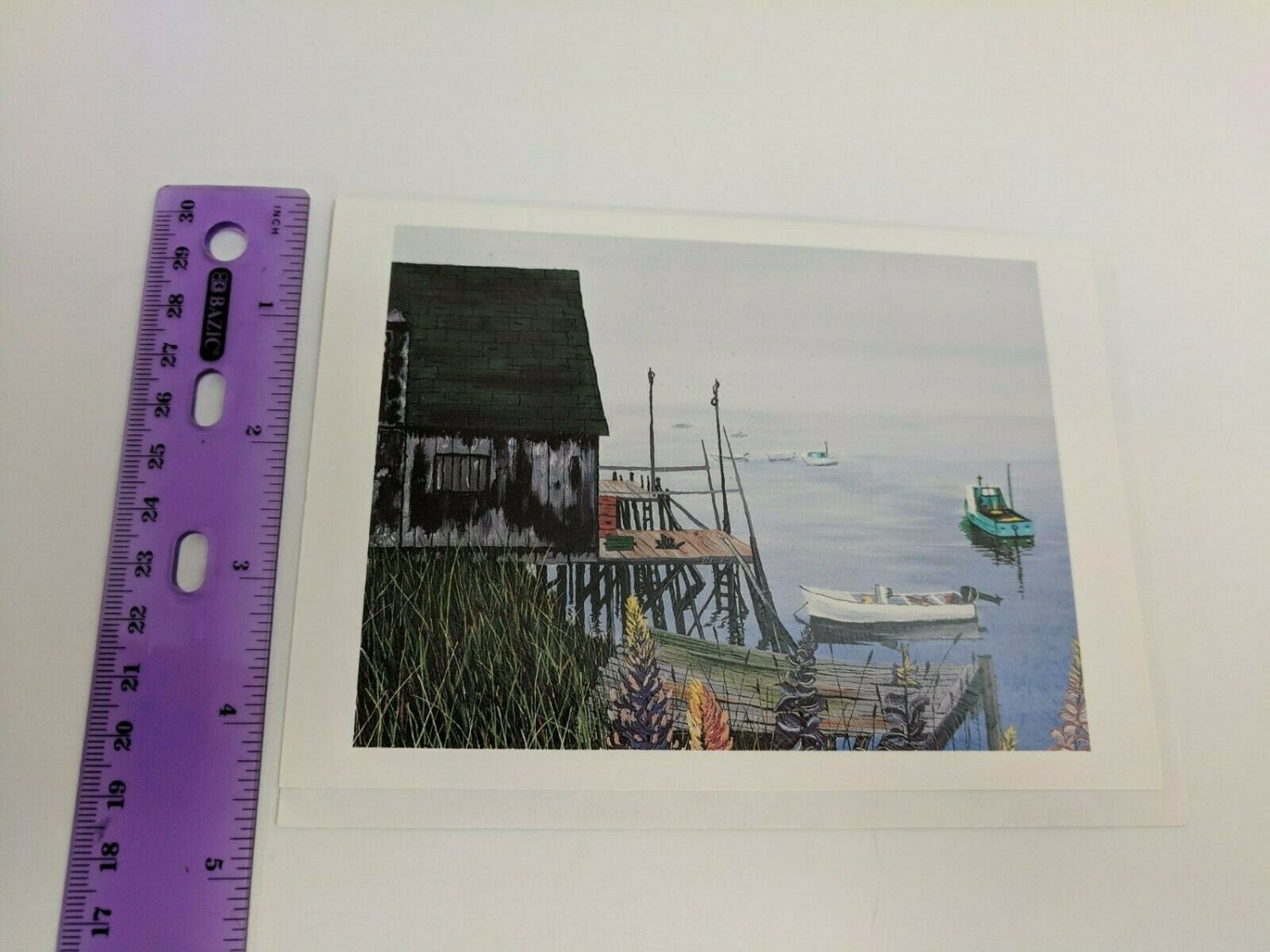 Handi-Card Blank Note Card Boat Dock by E. Brill