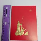 A Sunshine Card Christmas Holiday Card Vintage *USED* Red & Gold Shepherds