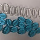 Beads Lot - 1.75cm Wide Clear White & 1cm Wide Clear Aqua Oblong