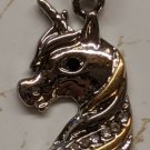 Unicorn Head Pendant Necklace 25mm Tall Gold/Silver-color & Clear Rhinestones
