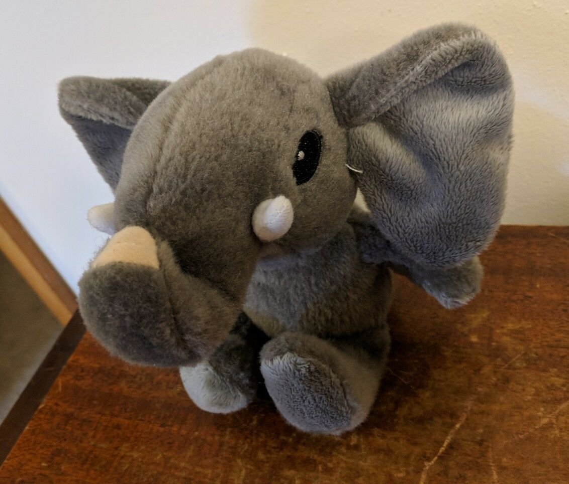 Rinco Gray Sitting Elephant Plush Stuffed Animal Toy 8" Tall