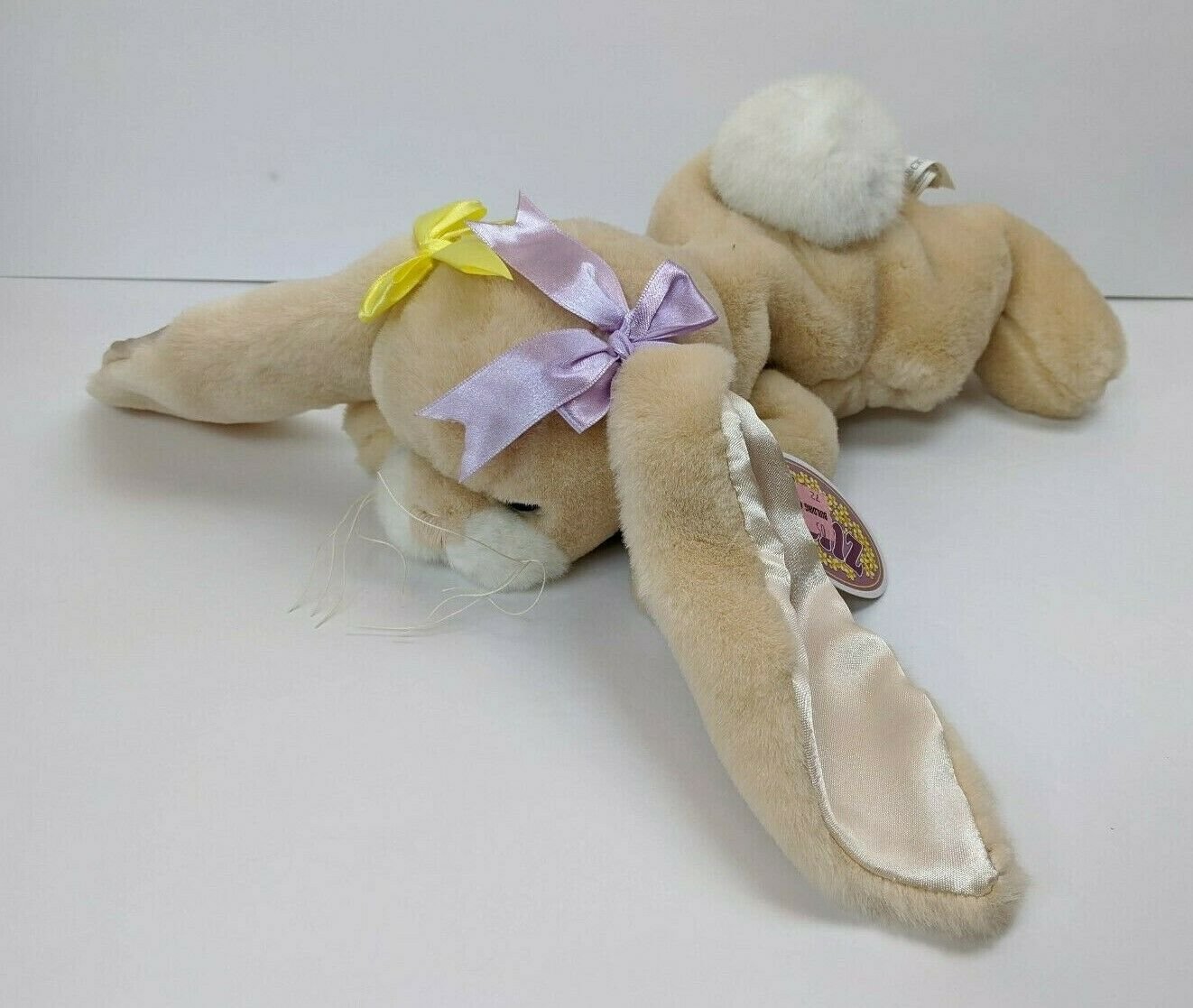 Ganz Becky Bunny Easter Rabbit VTG 1998 w/ Hang Tag Cream/Tan w/ Bows