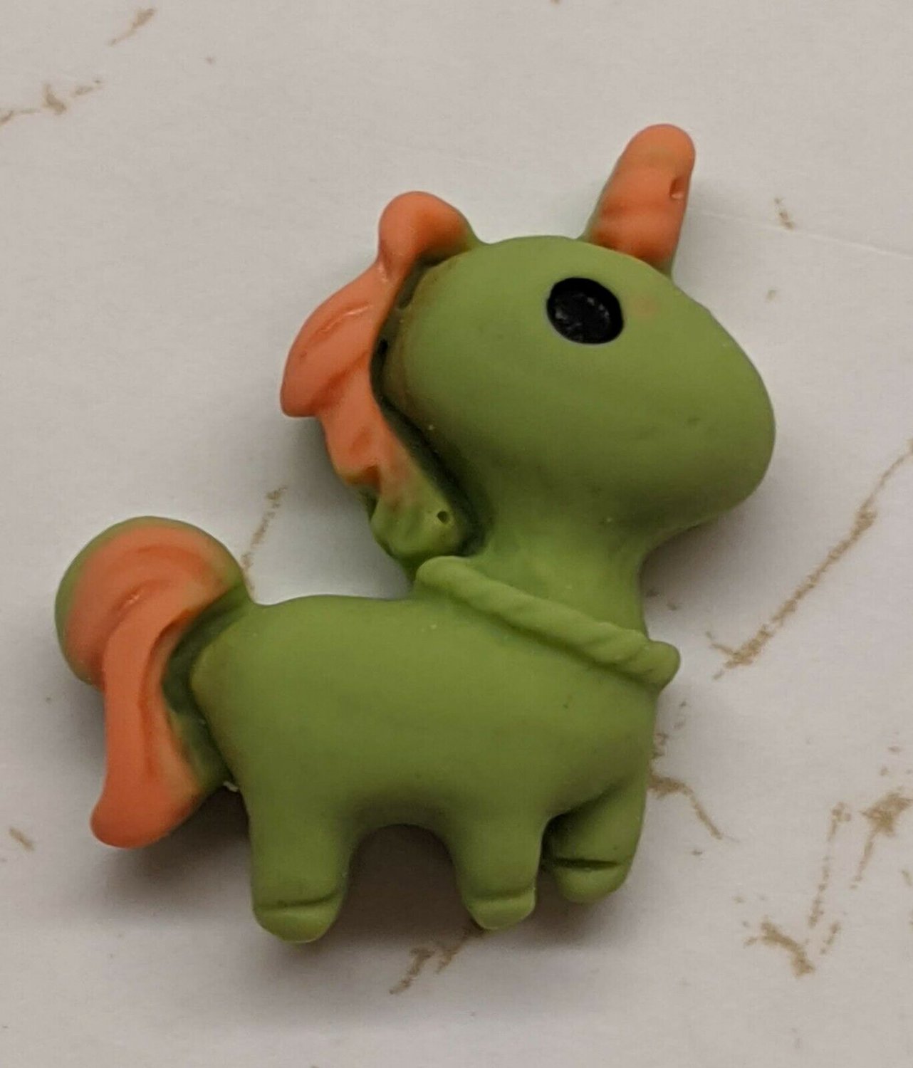 Unicorn Craft Piece One (1) Flatback Embellishment Green/Coral 2cm Tall