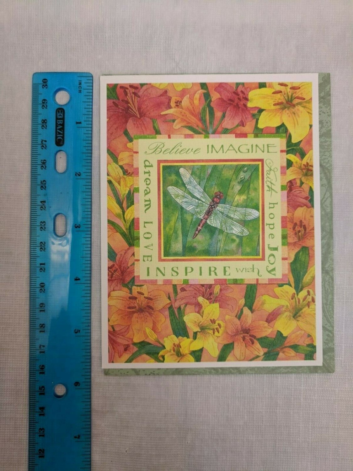 Note Card Blank Inside Andrea Tachiera Art Dragonfly & Lilies