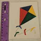 B Kane 1990 Blank Note Card Unused Vintage - Quilted Fabric Kite, Ribbons