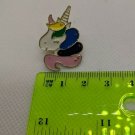 Unicorn Pony Metal Enamel Brooch Pin White w/ Rainbow Mane