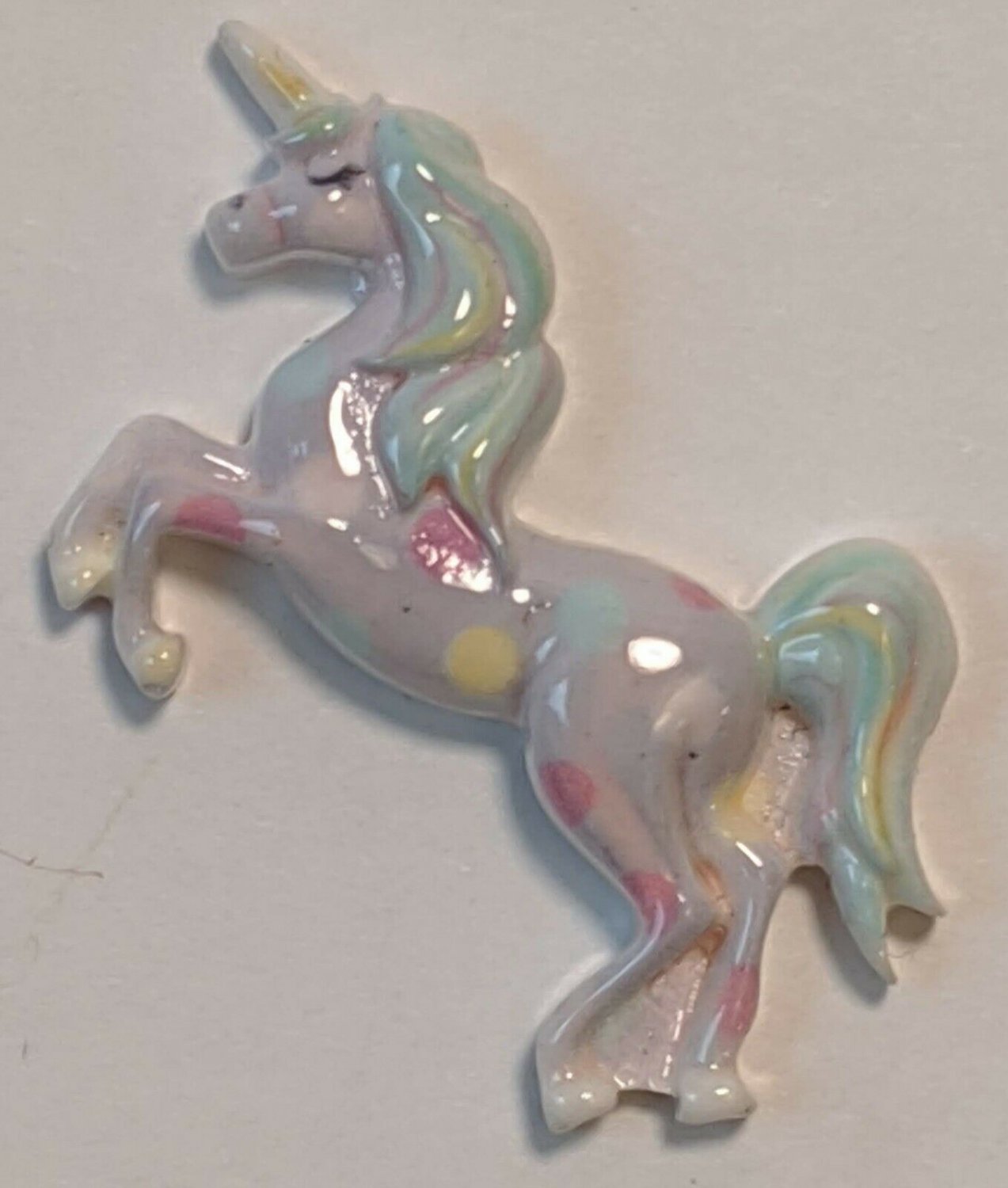Unicorn Craft Piece One (1) Flatback Cabuchon Rearing Pony w/ Polka Dots Pastel