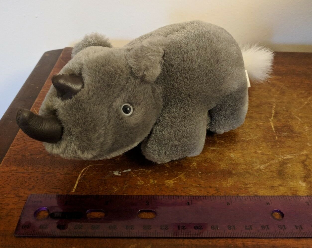 B.J. Gray Rhino Plush Stuffed Toy Small 6" Long