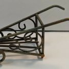 Fairy Garden Miniature Decor 2-wheel Weathered Patina Wheelbarrow 4"L x 1.75"W