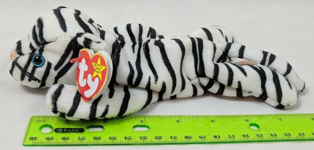 Ty Beanie Babies Blizzard the White Tiger Big Cat Vintage Plush Stuffed Animal