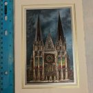 Christmas Greeting Card Metallic Cathedral Church Illuminated Windows NICE!